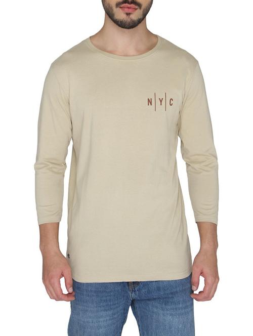 beige cotton back print t-shirt - 14888968 - Standard Image - 1
