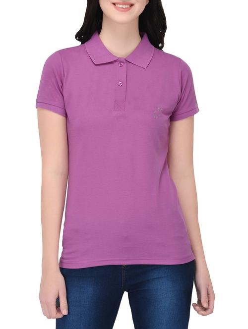 purple solid polo neck tee - 14889052 - Very Small Image - 1