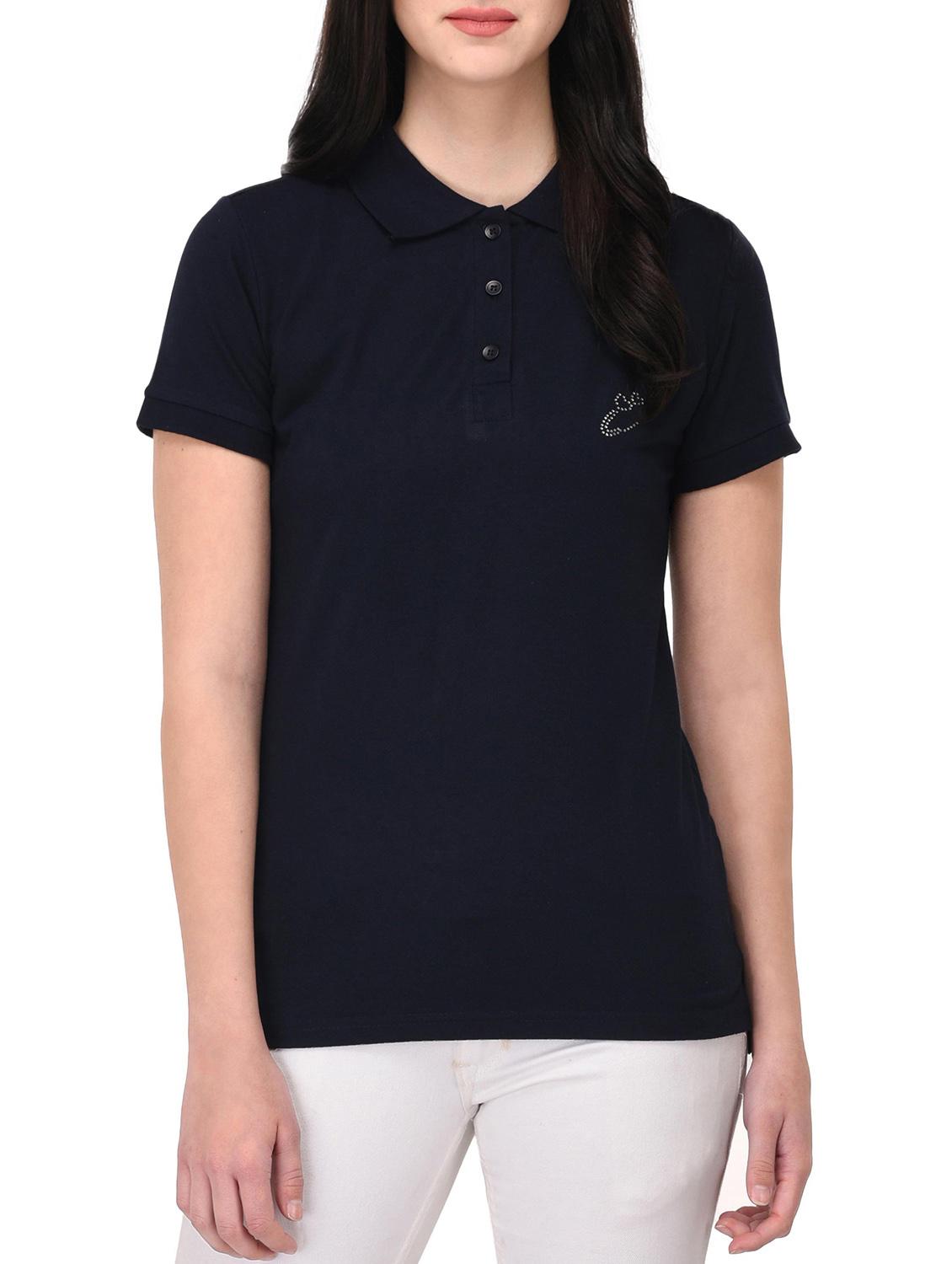 navy blue polo neck tee - 14889056 - Zoom Image - 1
