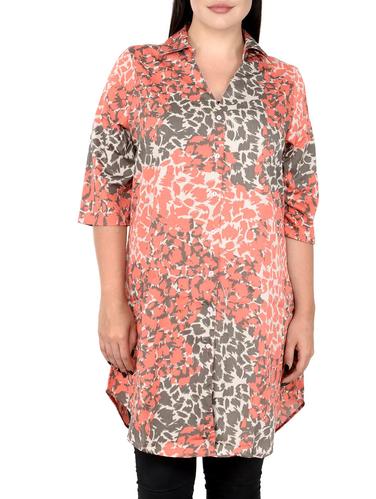 Orange printed plus tunic - 14889146 - Very Small Image - 1