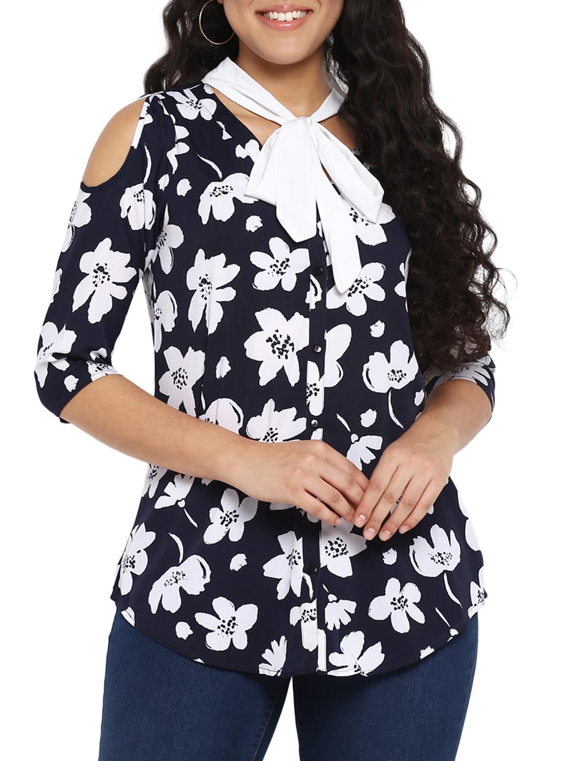 tie knot floral plus tunic - 14889147 - Zoom Image - 1