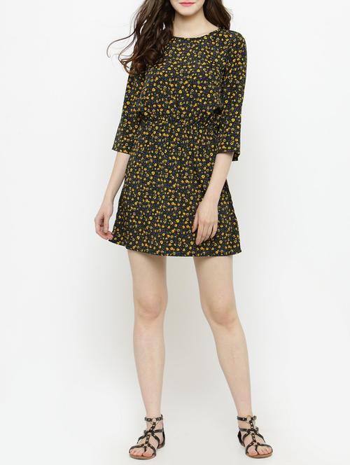yellow printed blouson dress - 14889427 - Standard Image - 1