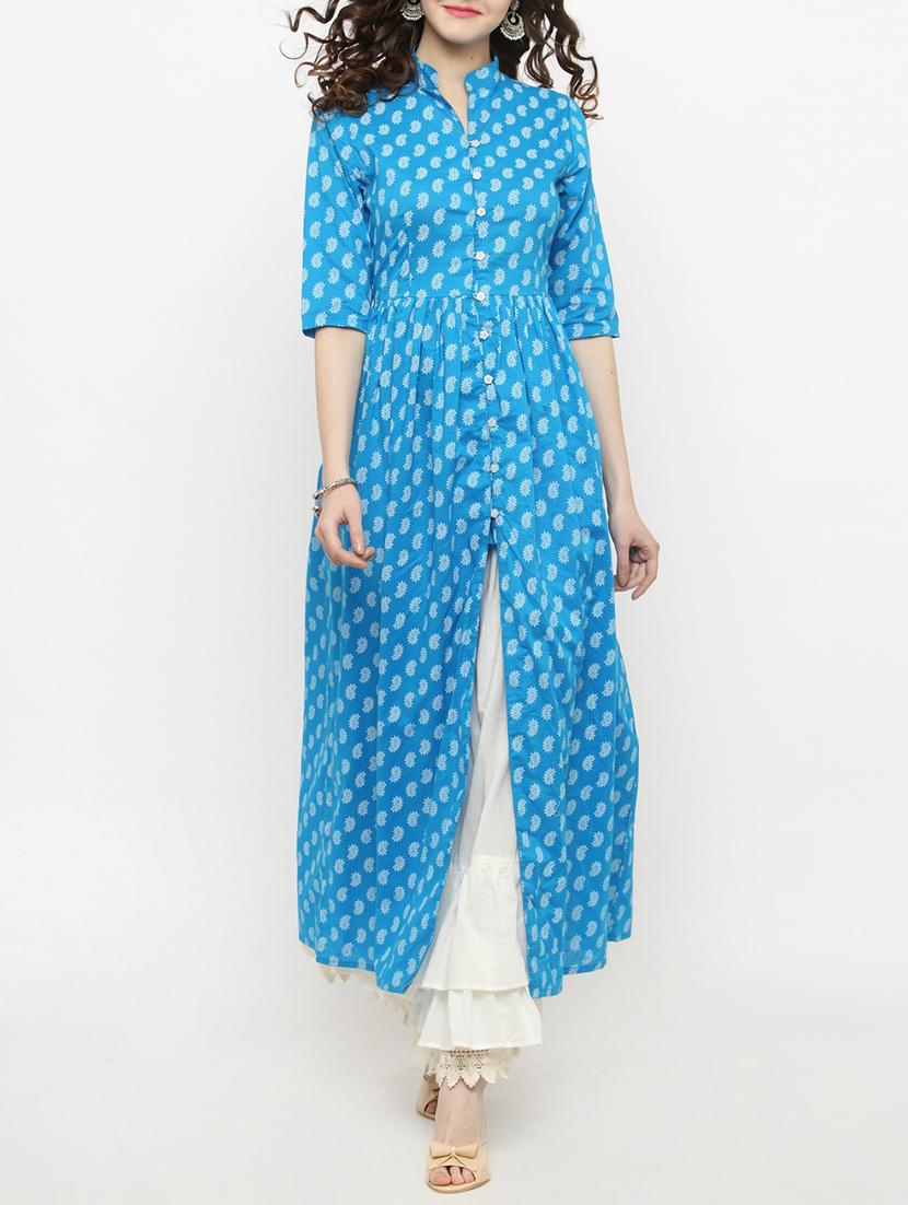sky blue kurta skirt set - 14889433 - Zoom Image - 1