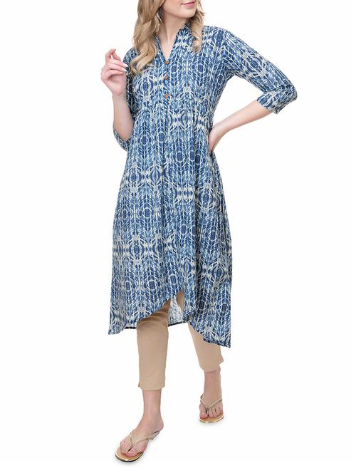blue cotton kurta - 14889566 - Standard Image - 1