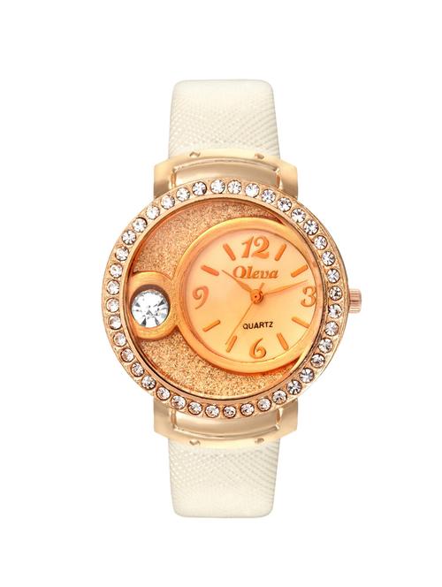 Oleva Premium Women's Leather Watch OPLW-17-WHITE-M - 14889624 - Very Small Image - 1