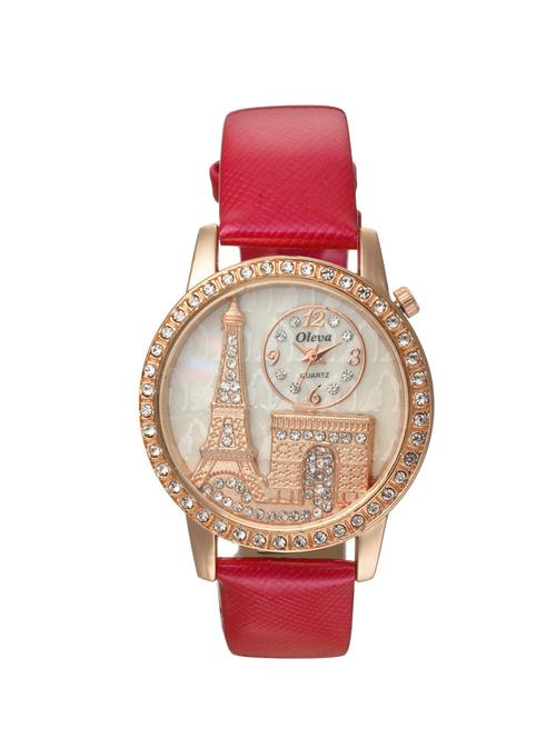 Oleva Premium Women's Leather Watch OPLW-24-PINK-M - 14889628 - Very Small Image - 1