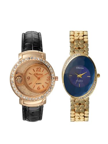 Oleva Premium Women's Metal & Leather Watch Pack Of 2 OPC-2-15-M - 14889687 - Very Small Image - 1