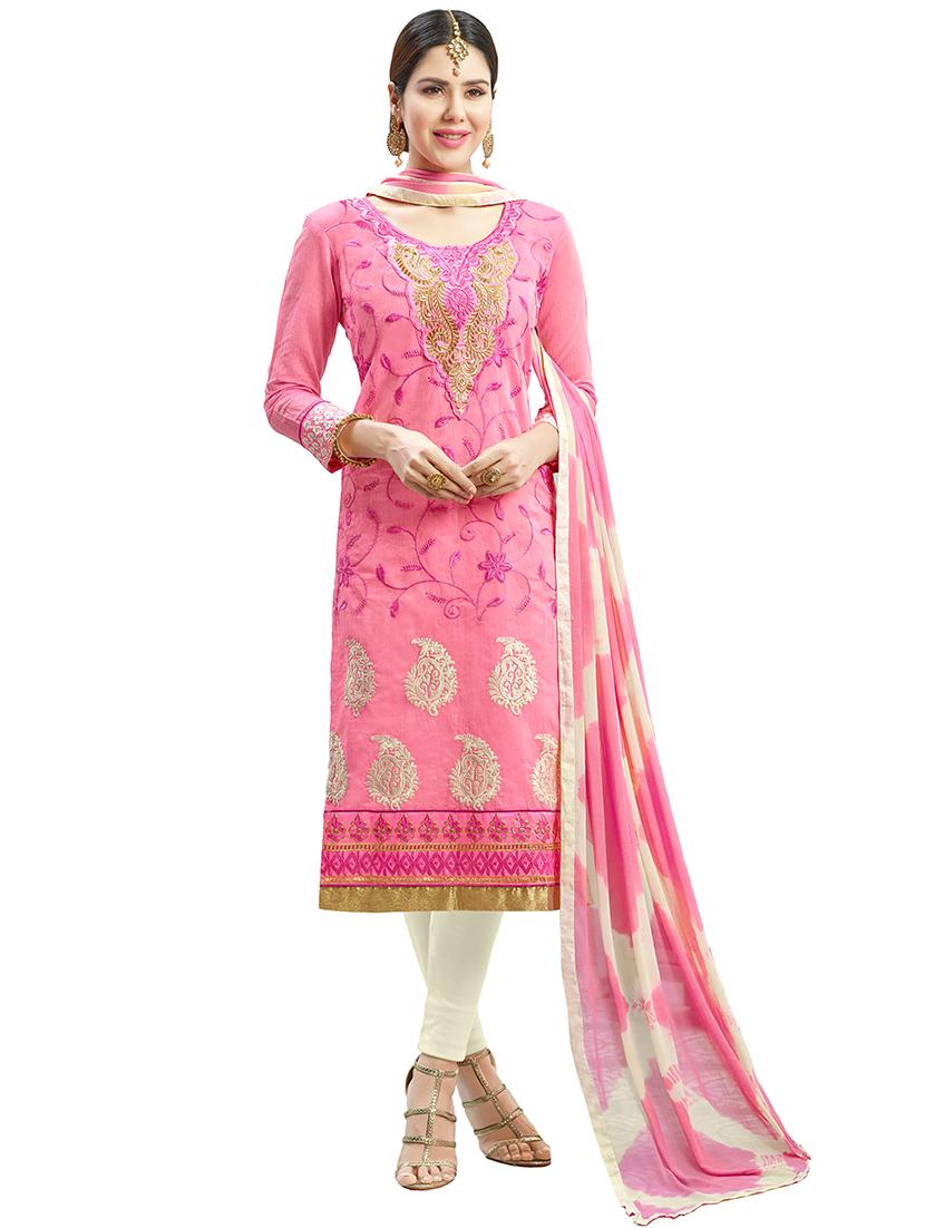Embroidered churidaar suits unstitched suit - 14890043 - Zoom Image - 1