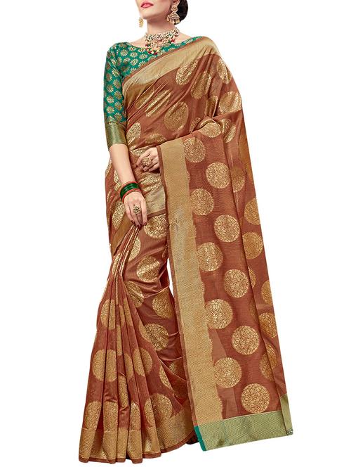 orange silk printed saree with blouse - 14890196 - Standard Image - 1