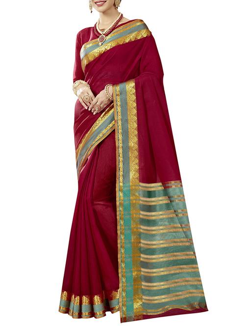 multi silk blend bordered saree with blouse - 14890208 - Very Small Image - 1