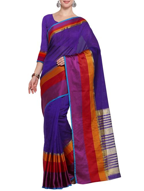 multi silk blend printed saree with blouse - 14890247 - Very Small Image - 1