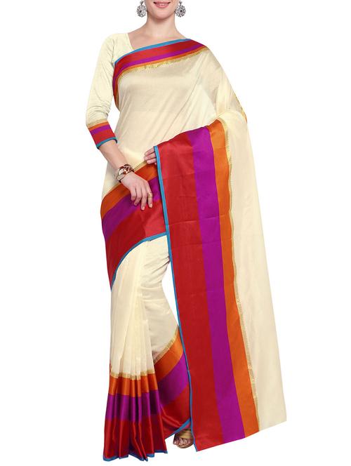 multi silk blend printed saree with blouse - 14890259 - Very Small Image - 1
