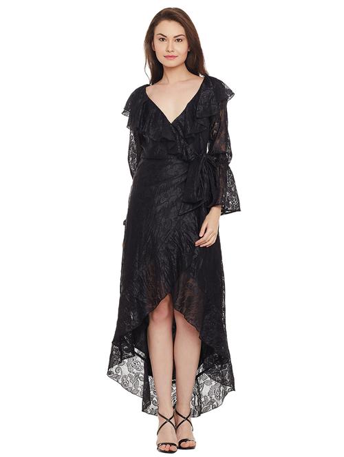 black solid wrap dress - 14890308 - Very Small Image - 1