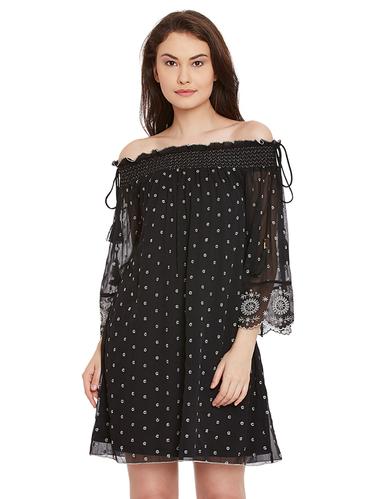 black off shoulder shift dress - 14890309 - Very Small Image - 1
