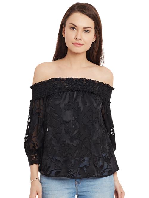 black solid off shoulder top - 14890313 - Very Small Image - 1