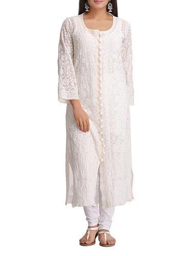 ADA georgette chikankari kurta - 14890338 - Very Small Image - 1