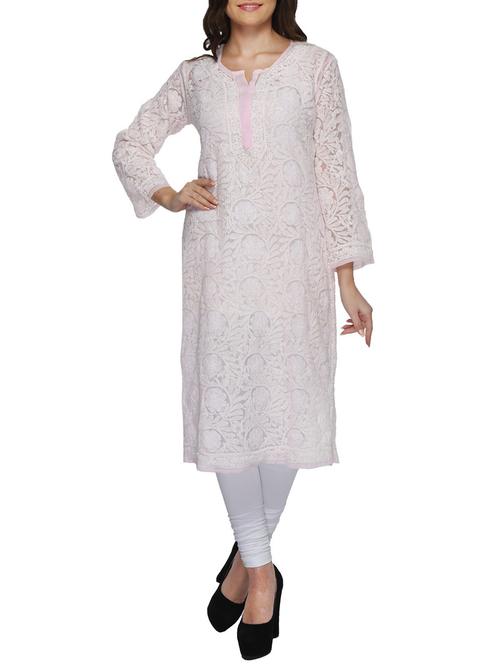 ADA pink georgette straight kurta - 14890342 - Standard Image - 1
