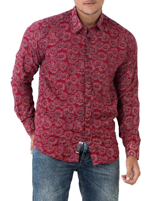 red cotton casual shirt - 14890514 - Standard Image - 1