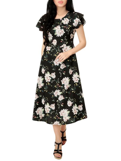 black printed a-line dress - 14890522 - Very Small Image - 1