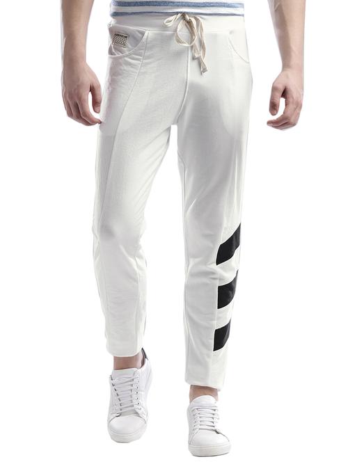 white cotton full length track pant - 14890566 - Standard Image - 1