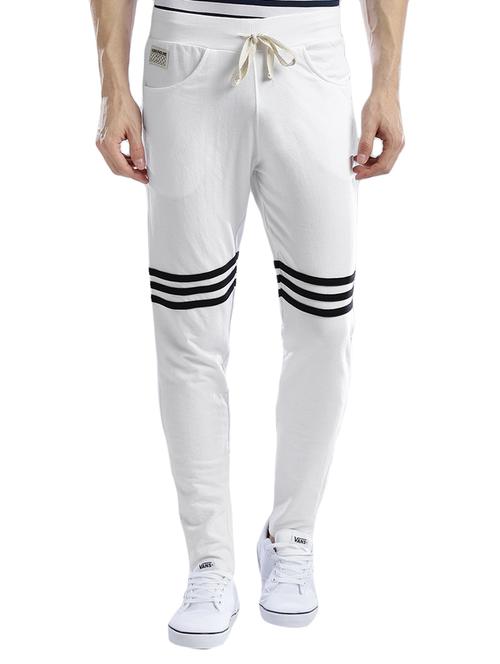 white cotton full length track pant - 14890567 - Standard Image - 1
