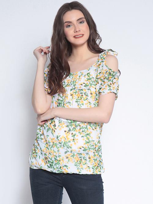 tie up detail cold shoulder top - 14890601 - Standard Image - 1