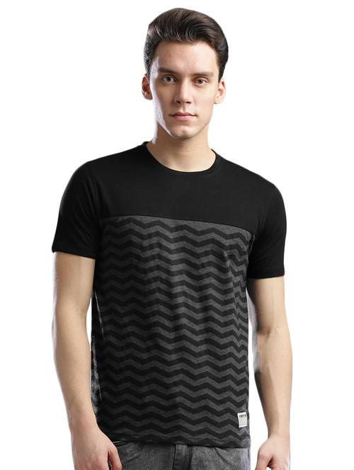 black cotton front print tshirt - 14890613 - Standard Image - 1
