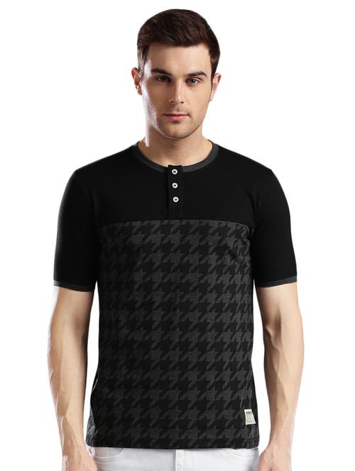 black cotton front print tshirt - 14890617 - Standard Image - 1