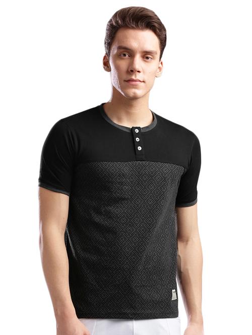 black cotton front print tshirt - 14890620 - Standard Image - 1