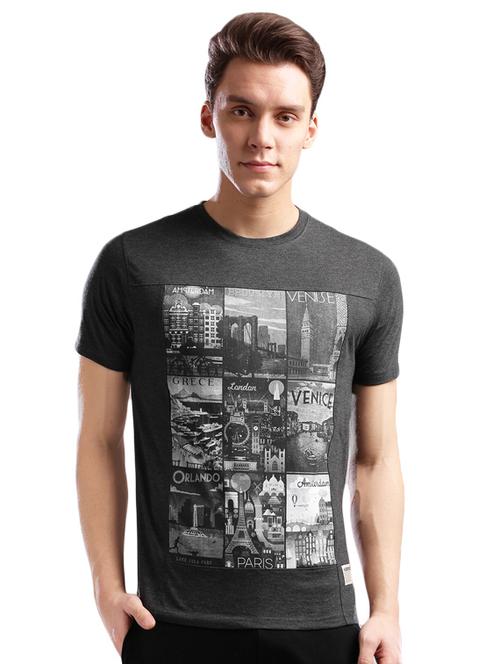 grey cotton front print t-shirt - 14890632 - Standard Image - 1