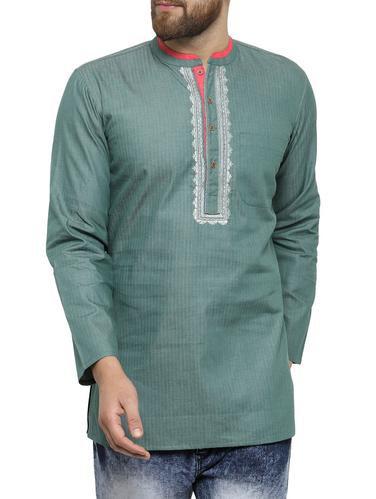 green cotton short kurta - 14890657 - Very Small Image - 1