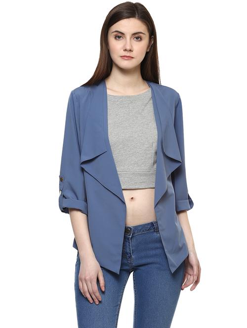 blue solid waterfall shrug - 14890707 - Standard Image - 1