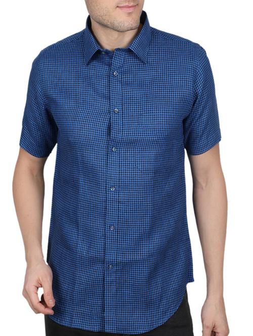blue linen casual shirt - 14890777 - Very Small Image - 1
