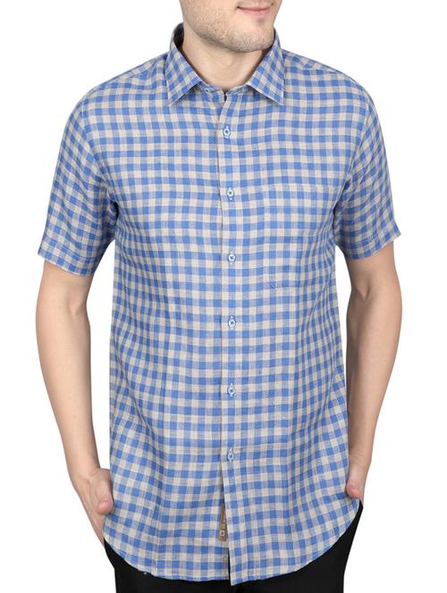 blue linen casual shirt - 14890778 - Very Small Image - 1