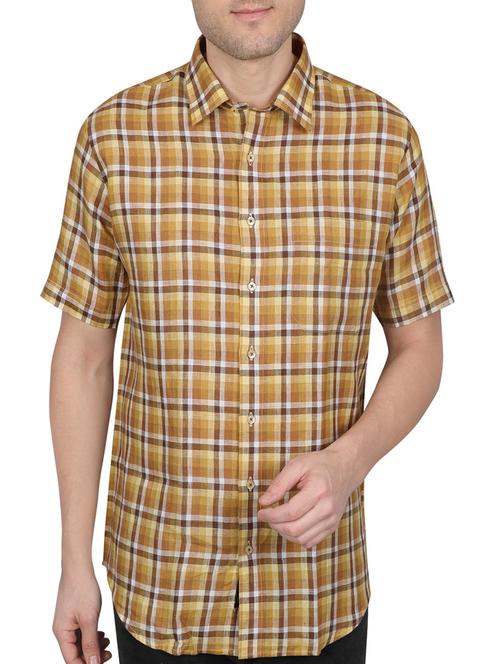 brown linen casual shirt - 14890785 - Very Small Image - 1