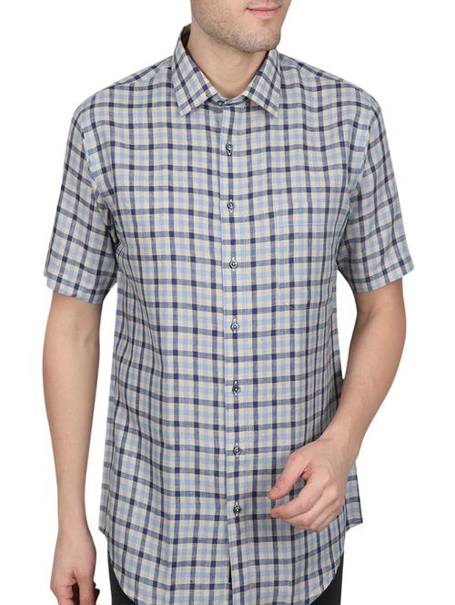 blue linen casual shirt - 14890790 - Very Small Image - 1