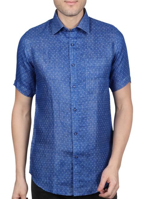blue linen casual shirt - 14890812 - Very Small Image - 1