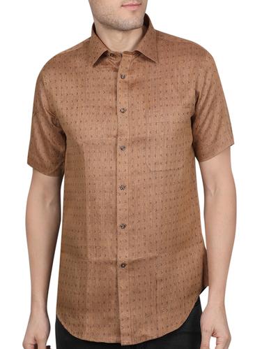 brown linen casual shirt - 14890815 - Very Small Image - 1