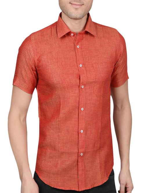 red linen casual shirt - 14890817 - Very Small Image - 1