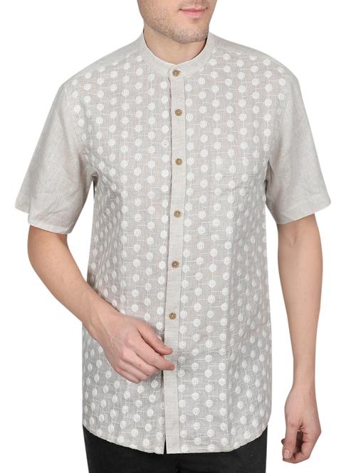 beige linen casual shirt - 14890822 - Very Small Image - 1