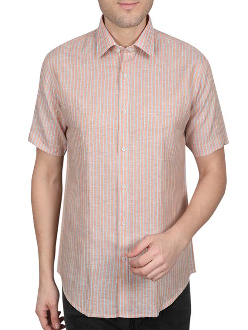 peach linen casual shirt - 14890848 - Very Small Image - 1