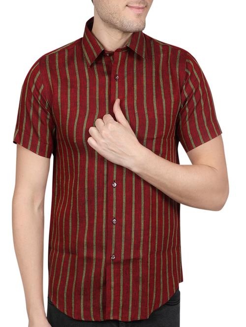 maroon linen casual shirt - 14890856 - Very Small Image - 1