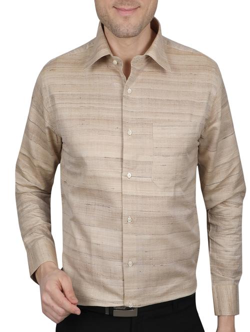beige cotton casual shirt - 14890904 - Very Small Image - 1