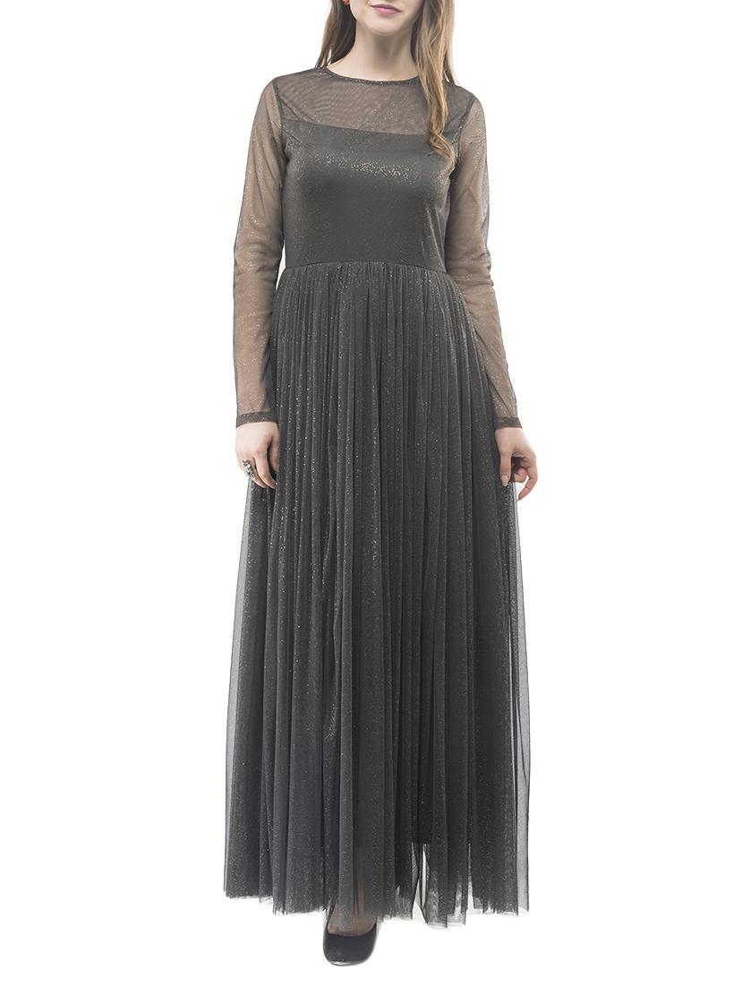 sheer panel round neck gown - 14890929 - Zoom Image - 1