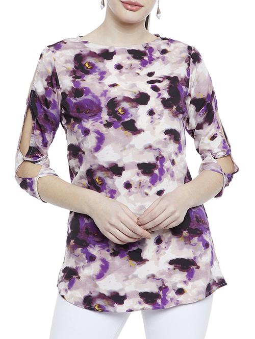 purple printed printed top - 14890936 - Very Small Image - 1