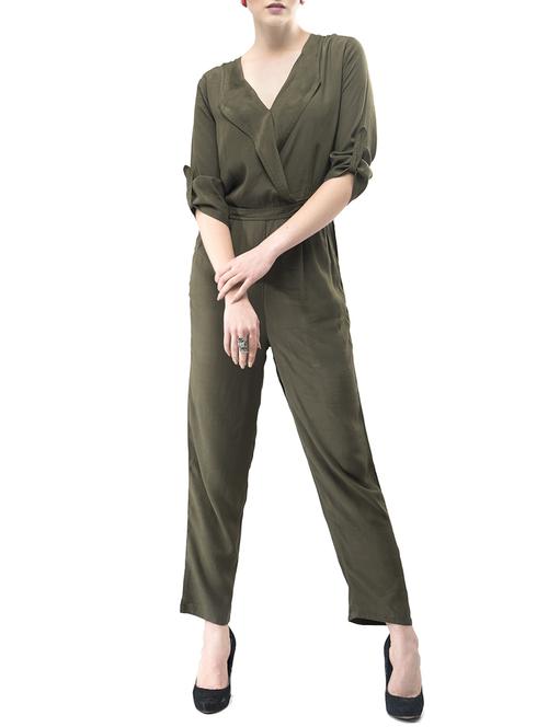 Grey solid full leg jumpsuit - 14891307 - Standard Image - 1