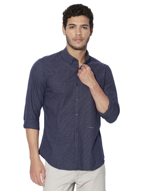 navy blue cotton casual shirt - 14891393 - Very Small Image - 1