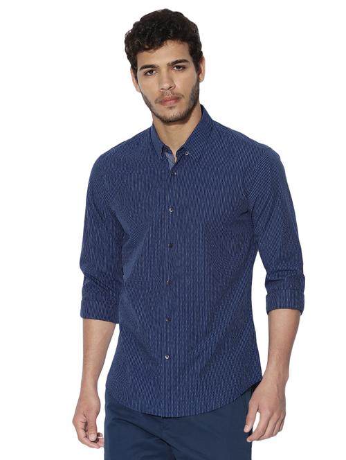 navy blue cotton casual shirt - 14891396 - Very Small Image - 1
