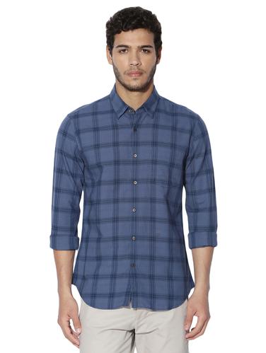 navy blue cotton casual shirt - 14891404 - Very Small Image - 1
