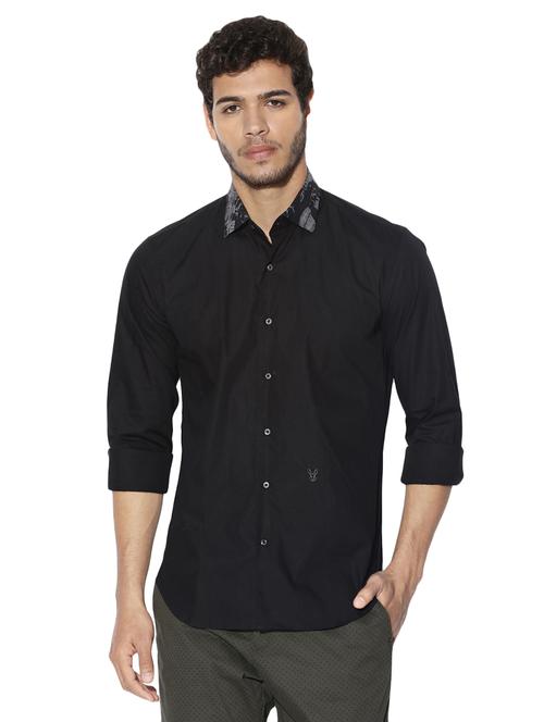 black cotton casual shirt - 14891443 - Very Small Image - 1